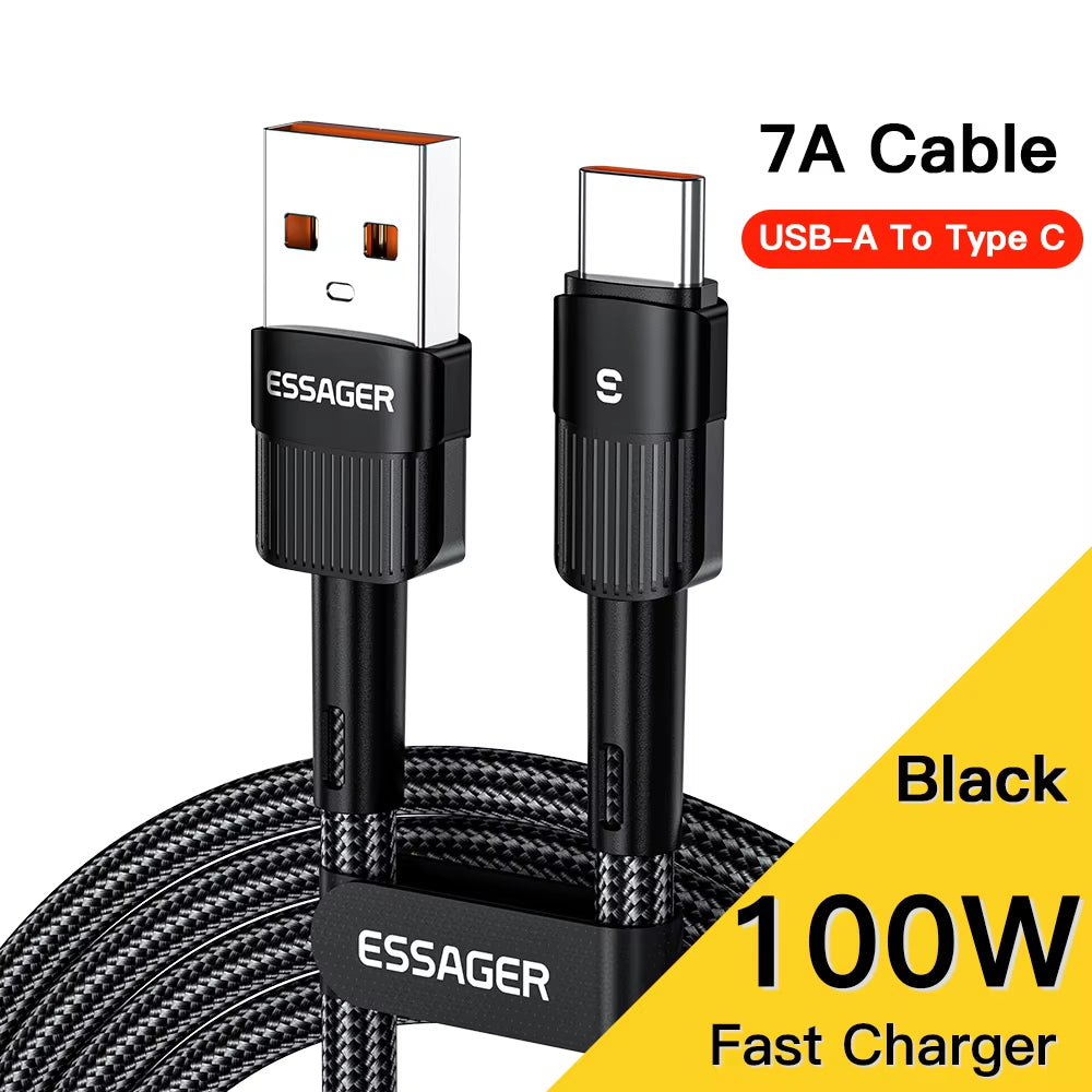 7A USB Type C Cable for Realme Huawei P30 Pro 66W Fast Charging Wire USB-C Charger Data Cord for Samsung Oneplus Poco F3