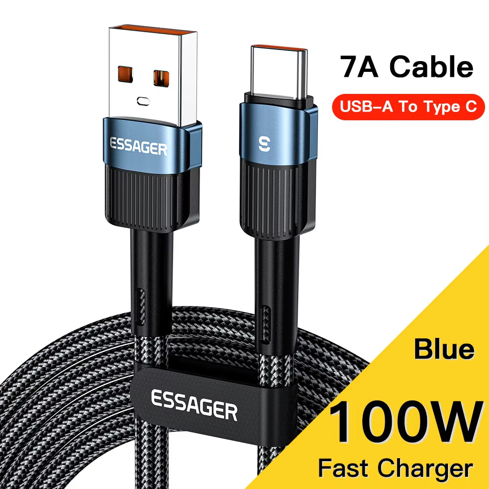 7A USB Type C Cable for Realme Huawei P30 Pro 66W Fast Charging Wire USB-C Charger Data Cord for Samsung Oneplus Poco F3