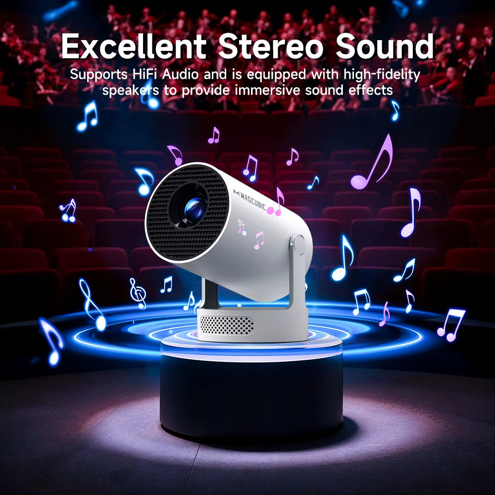 Projector HY300 PRO + 8K Android 14 Dual Wifi6 Allwinner H726 BT5.4 1080P 1280*720P Home Cinema Outdoor Projetor