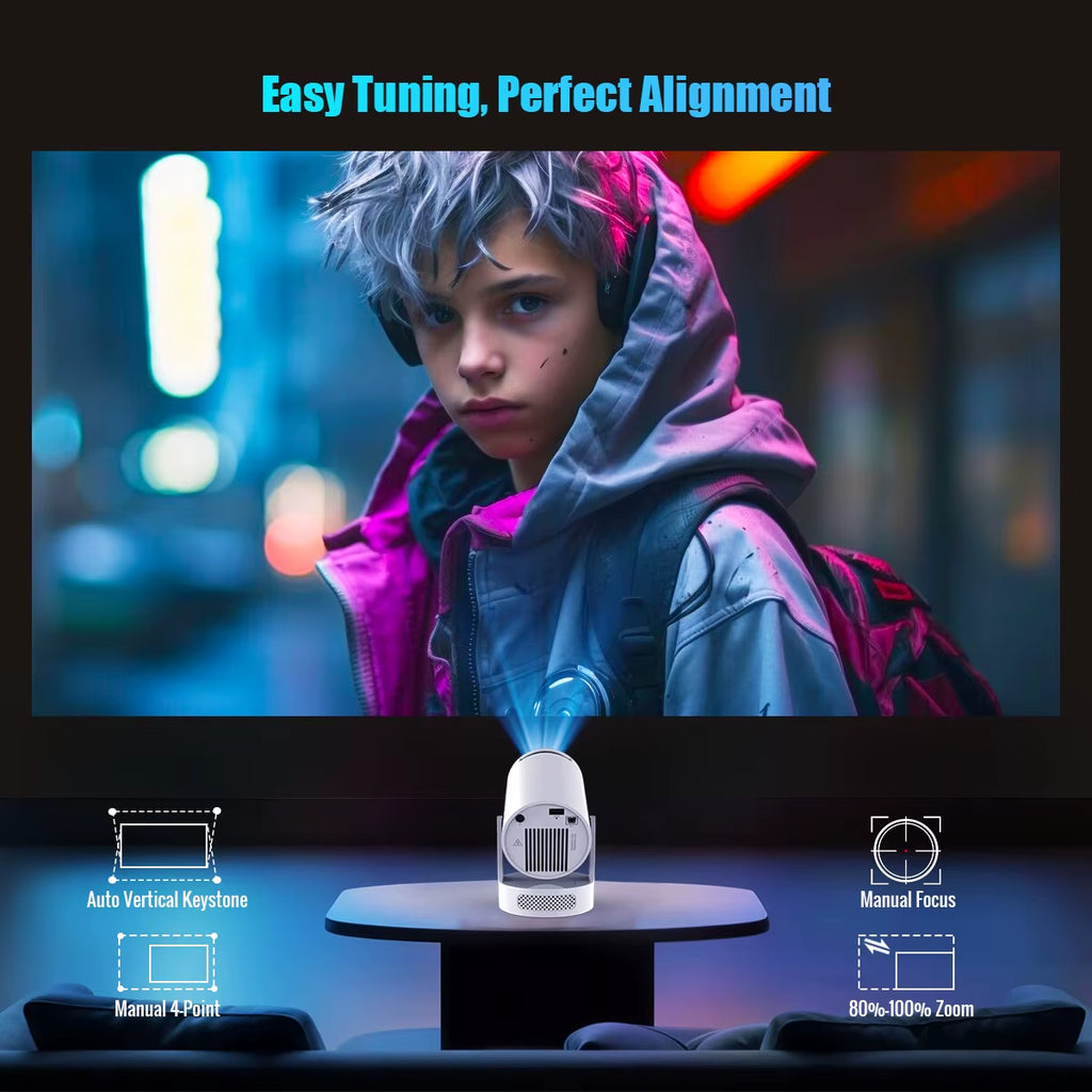 Projector HY300 PRO + 8K Android 14 Dual Wifi6 Allwinner H726 BT5.4 1080P 1280*720P Home Cinema Outdoor Projetor